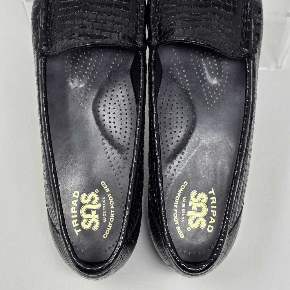 SAS Womens Size 9 Simplify Everyday Loafer Moccasin Black Patent Croc Leather - Picture 10 of 10